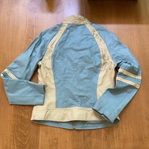 Iightblue and cream women’s leather jacket size M